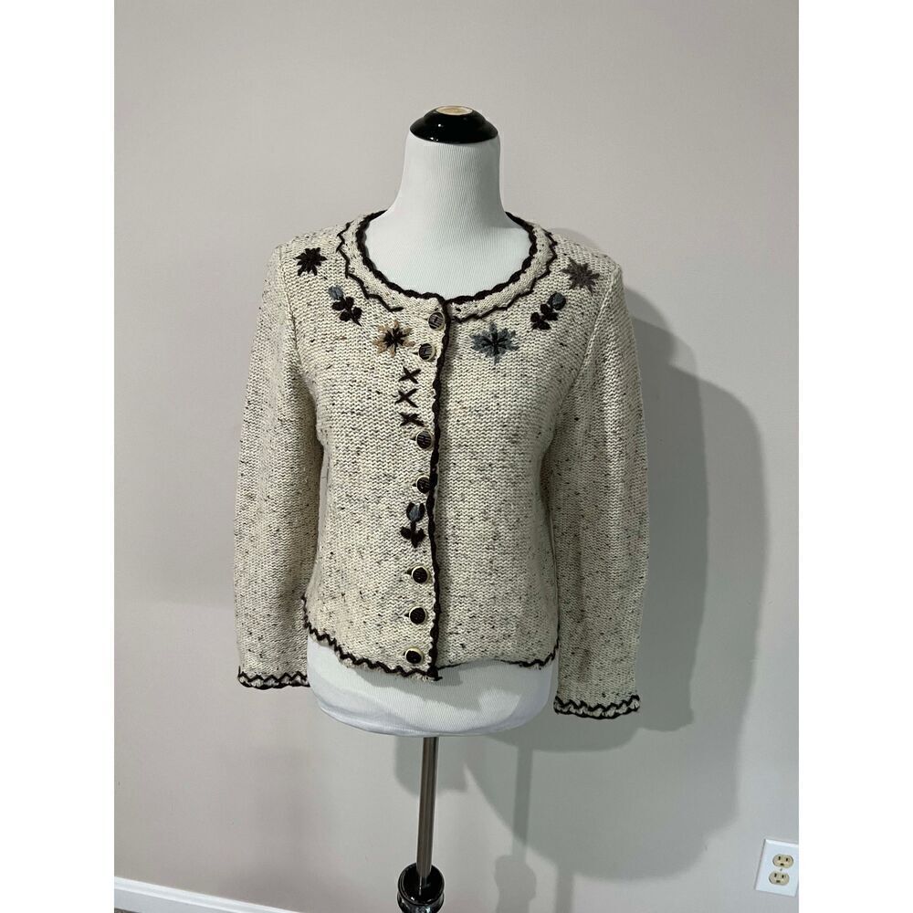 Solo women button front knit cardigan wool-acrylic long sleeve fit US size M